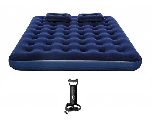 Colchon Inflable 2 Pzs 203x152x22cm + Inflador + 2 Almohadas