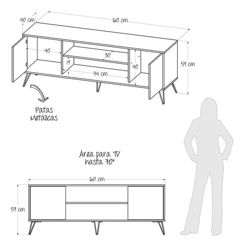 Mesa Urban Maderkit Duna Para Tv Hasta 70 Pulgadas Color Duna/blanco