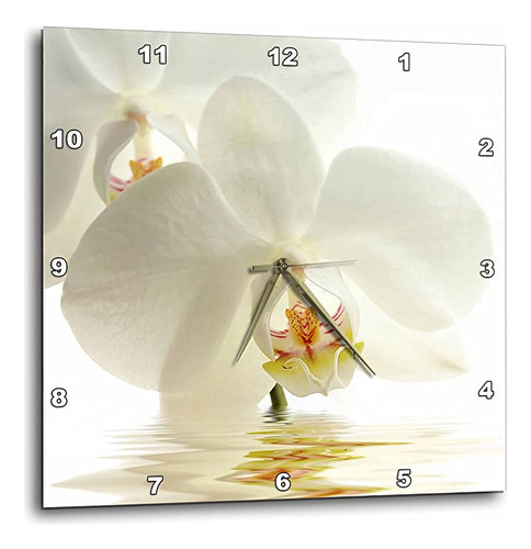 Reloj De Pared Con Diseño De Orquídea En 3d Rosa Blanca E.