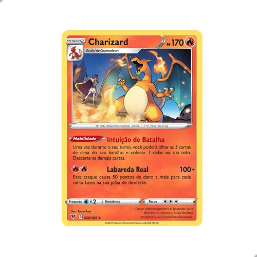 charizard pokemon card 25/185 - Vivid Voltage Fire Royal Blaze (100+) This attack does 50 more damage for each Leon in your discard pile. Carta Pokmon Charizard 25/185 Ultra