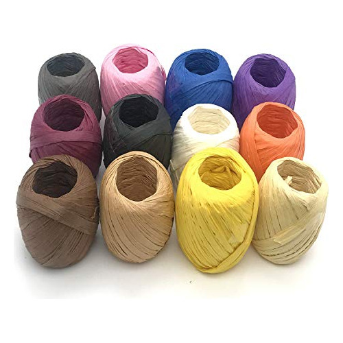 12 Rollos De Cinta De Rafia, 787 Pies De Cordel De Rafi...