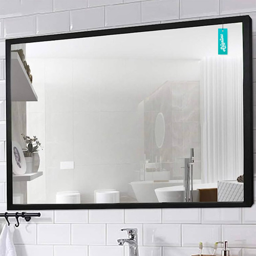 Imagen 7 de 10 de Espejo Rectangular Marco Hierro 80x60 Cm Deco Listo Colgar