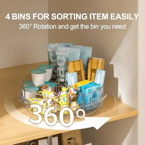 Lamu Lazy Susan - Organizador Con 4 Contenedores Extraíbles