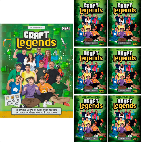Álbum Craft Legends Oficial + 100 Figurinhas (20 Envelopes)