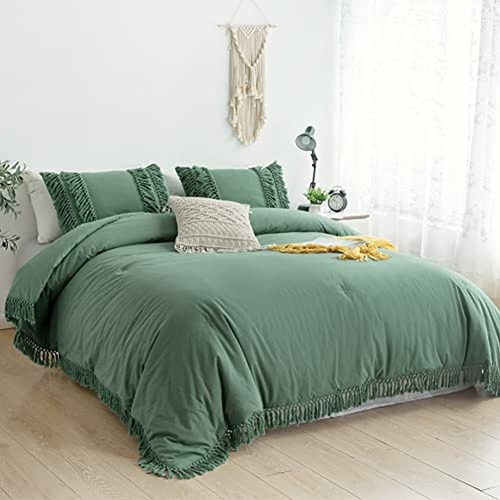 Cozytide Sage Green Comforter Set Queen Shabby Boho Chic Fri