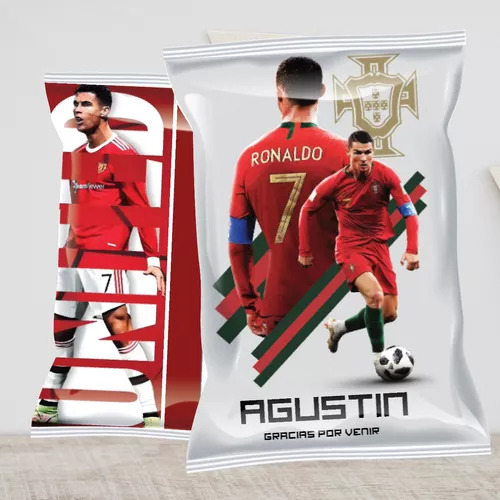 X10 Bolsitas Chip Bag Para Sorpresitas Futbol Ronaldo 