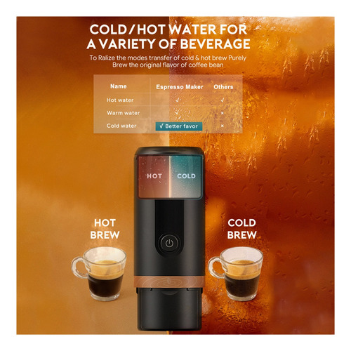 Máquina De Café Espresso Portátil De 9 Bar, Recargable, 2 En