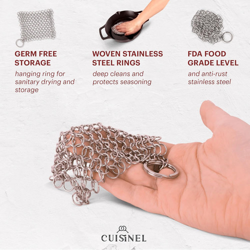 Grill Press + Chainmail Scrubber + Raspador - Hierro Fund...