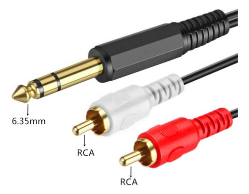 Cable De Audio Junsunmay De 6,35 Mm Macho A 2 Rca Macho, Lon