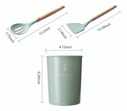 Juego De Utensilios De Cocina De Silicona, 11 Piezas