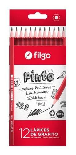 Caja X 12 Lapices De Grafito Filgo Pinto Hb