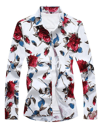 Camisa De Hombre Suela Manga Larga Estampado Floral