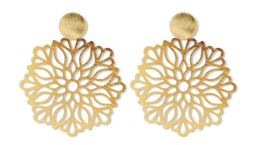 Aros Flor De Loto Mandala Enchapada Oro 18k