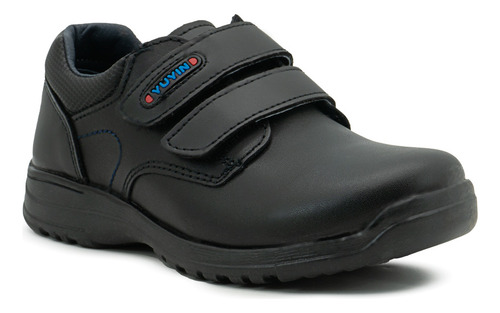 Zapato Escolar Yuyin Para Niño Piel Con Ajuste Velcro Negro