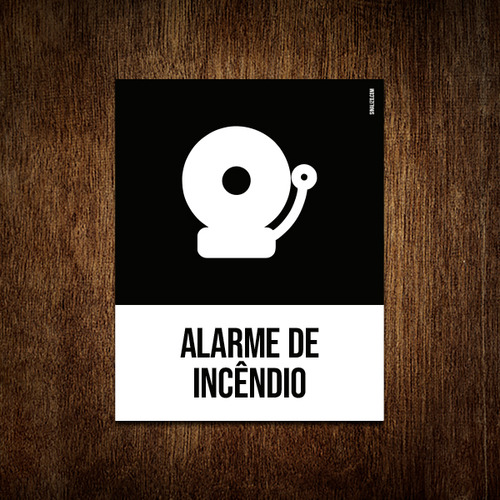 Placa Sinalização Ícone - Alarme De Incêndio 18x23