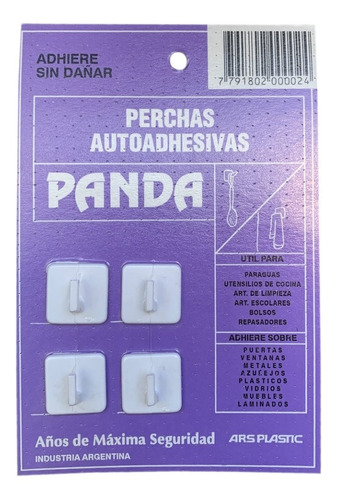 Percha Autoadh Panda X 4 Un. Pack De 6 Unidades