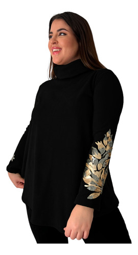 Blusa Polera De Lanilla Con Brillo Mujer Talle Grande.