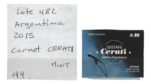 Lote482 Argentina Carnet Año 2015 Gustavo Cerati Mint