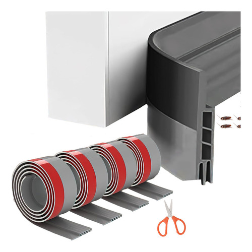 4pcs Sello Adhesivo Prueba De Polvo Para Puertas Y Ventanas Color Gris Gris
