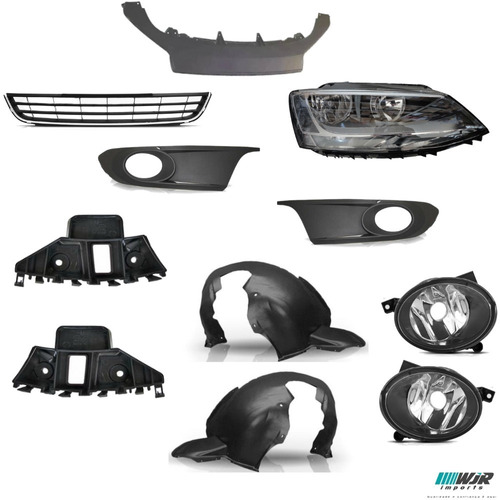 Combo Farol Grade Parabarro Saia Jetta 2011 2012 2013 2014