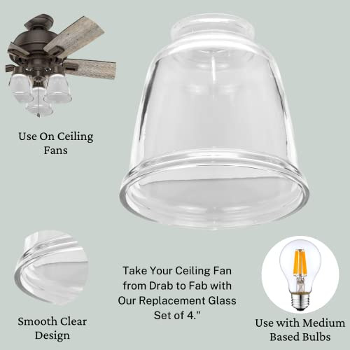 Lightaccent Clear Glass Ceiling Fan Light Covers, Reemplazo