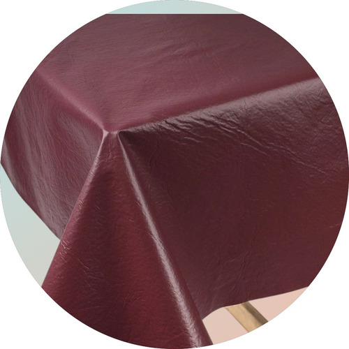 Mantel Cuadrado Cuerina Impermeable Lisa 140 Cm X 140 Cm Bordó
