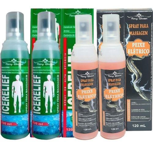 Kit 2 Spray Para Massagem Icerelief + 2 Spray Peixe Elétrico
