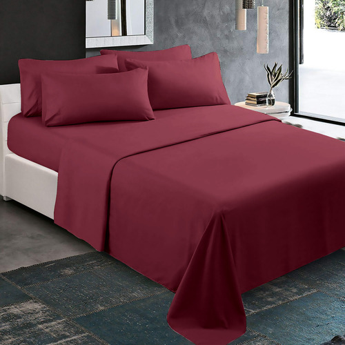 Oh! Sheets Juego De Sabanas Microfibra 7 Piezas King Size Rojo Liso