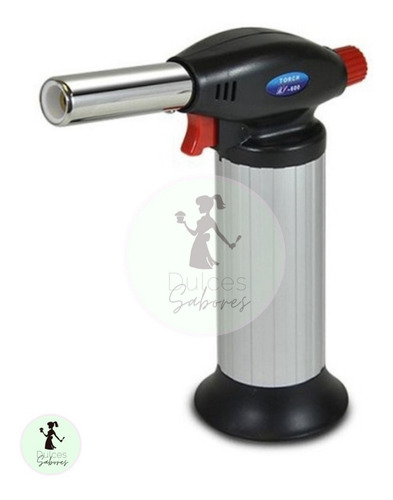 Soplete Flambeador Cocina Orfebreria Cap1300° Recargable Color Plateado con negro