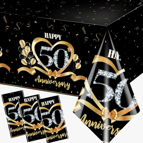 Mantel De 50 Aniversario, 3 Piezas De Manteles De Mesa De 50