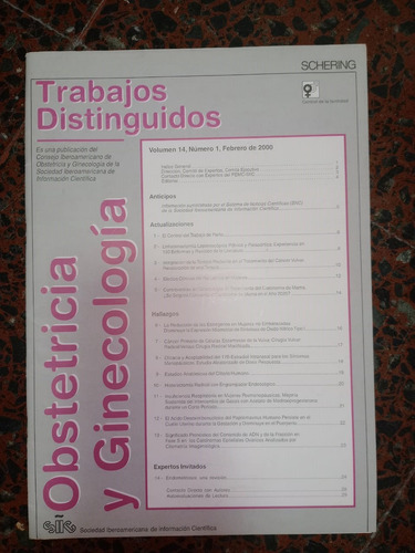 Obstetricia Y Ginecología Trabajos Distinguidos Schering 