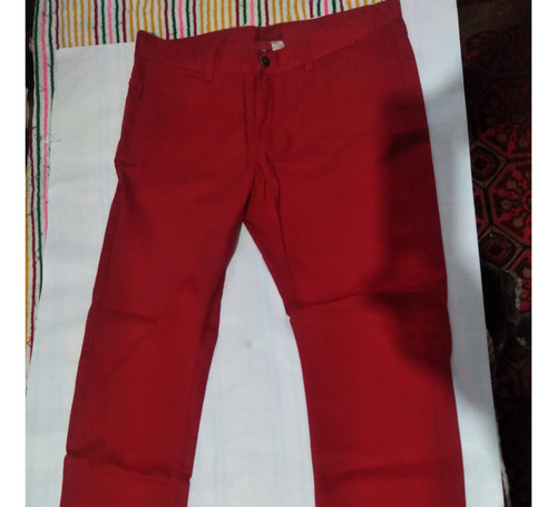Pantalon H&m Hombre Rojo Talla 34 X 34 Slim Fit Impecable 