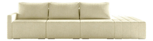 Sofá Modulado Milos 312 Puff Lateral Bouclê Off White