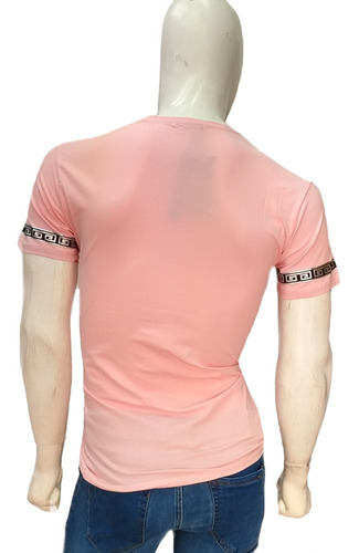 Imagen 5 de 6 de Playera Hombre Calaveras Cadenas Plateada Pedreria Slimfit