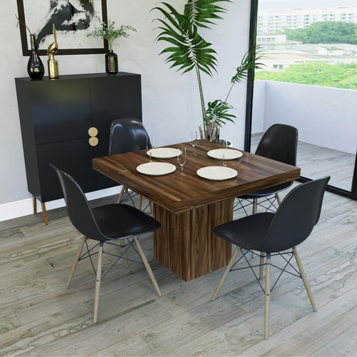 Mesa Comedor Desayunador Cocina Moderno Lujo Nativa 90x90 Bl Nogal Nogal