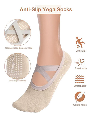 8 Pares De Calcetines De Yoga Con Agarre Para Mujer,