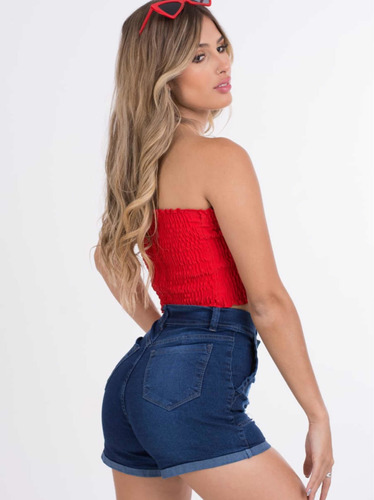 Short Jeans Elastizado Tiro Alto Dama 