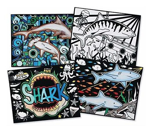 Tiburones De Arte De Terciopelo! Carteles (paquete De 12)