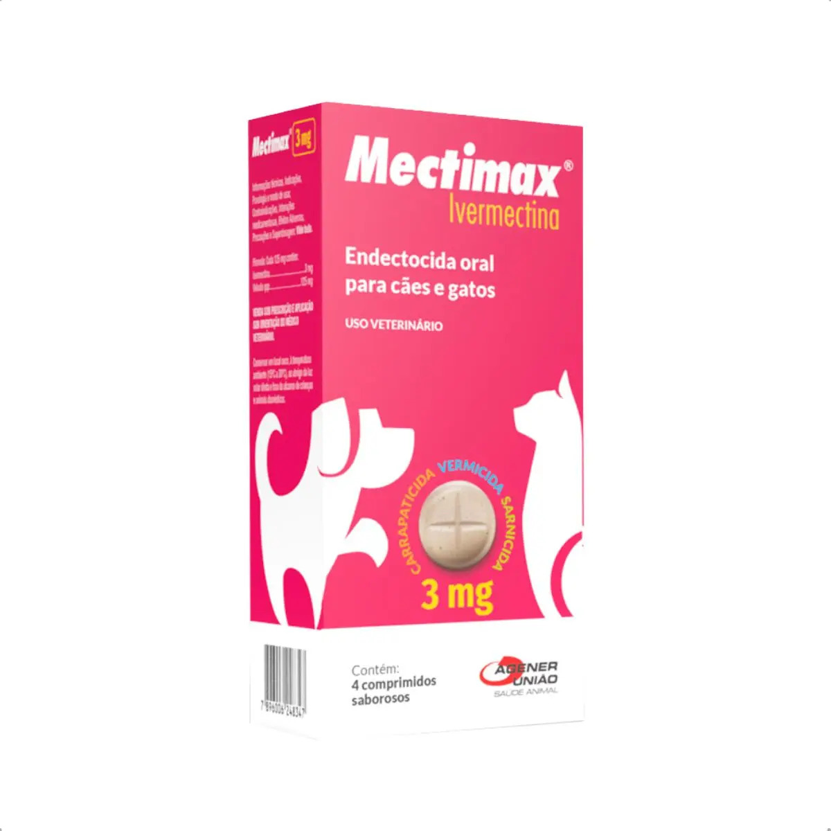 Mectimax Para Cães E Gatos 3 Mg 4 Comprimidos Agener União