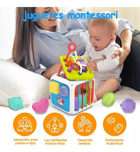 Cubo De Actividades 7 En 1 Juego De Enseñanza Para Bebés Color Blanco