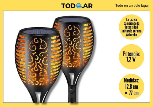 Antorcha Solar Con 96 Leds Efecto Fuego P/exterior-interior