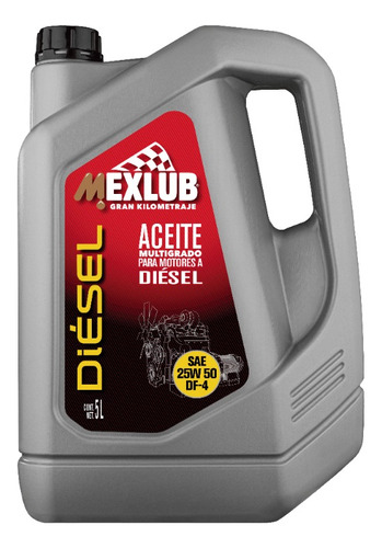 Aceite Mexlub Motores Diesel Con Gran Km, 25w50 Df-4, 5 L