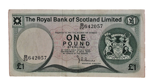 Billete De 1 Libra Esterlina Escocia 3 De Mayo De 1977