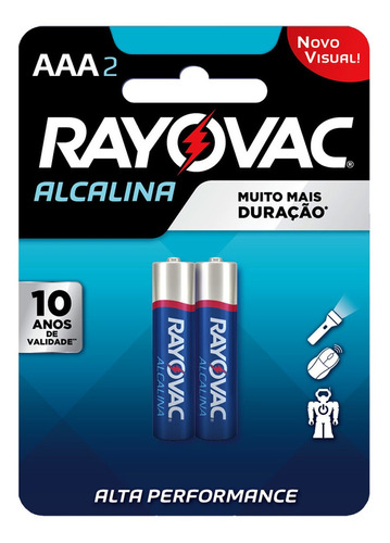Pilha AAA Rayovac Alcalina Cilíndrica - kit de 2 unidades