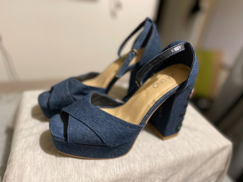 Zapatos Vía Uno 36 Denim Con Aplicaciones