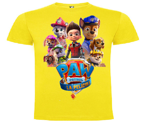 Polera Color Algodón 100% Niños Paw Patrol Pelicula