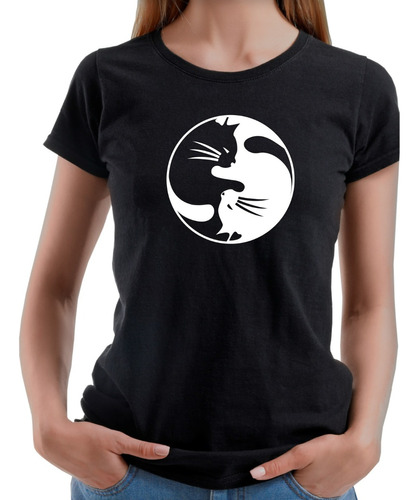 Camiseta Baby Look Yoga Namaste Yin Yang Gato Blusa Feminina