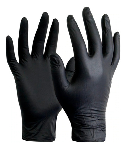 Caja Guantes De Nitrilo Trux Negros Talle Mediano X 100 Un. Color Negro