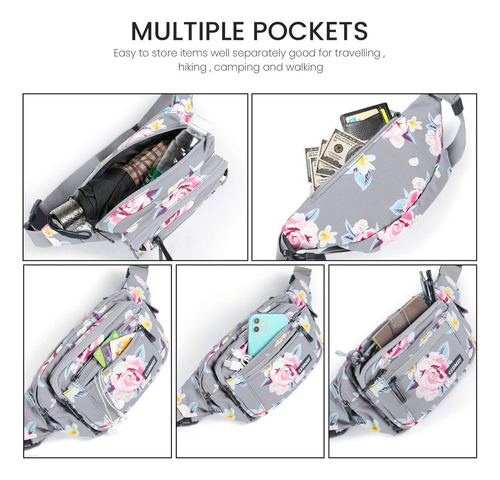 Rinonera Cxwmzy Unisex Deportiva C/correa - Flor Gris