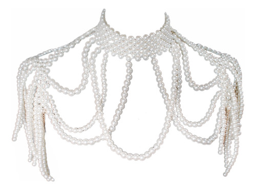 (w) Collar Corporal Con Cuentas De Perlas, Cuello Falso, Bab